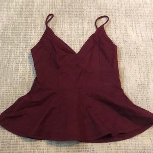 Maroon v neck peplum top